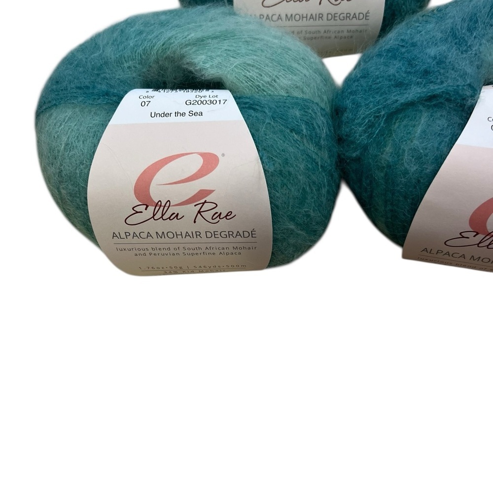 3 Ella Rae ALPACA KID MOHAIR DEGRADE Lace weight yarn Under The Sea Blue Green - Picture 4 of 7